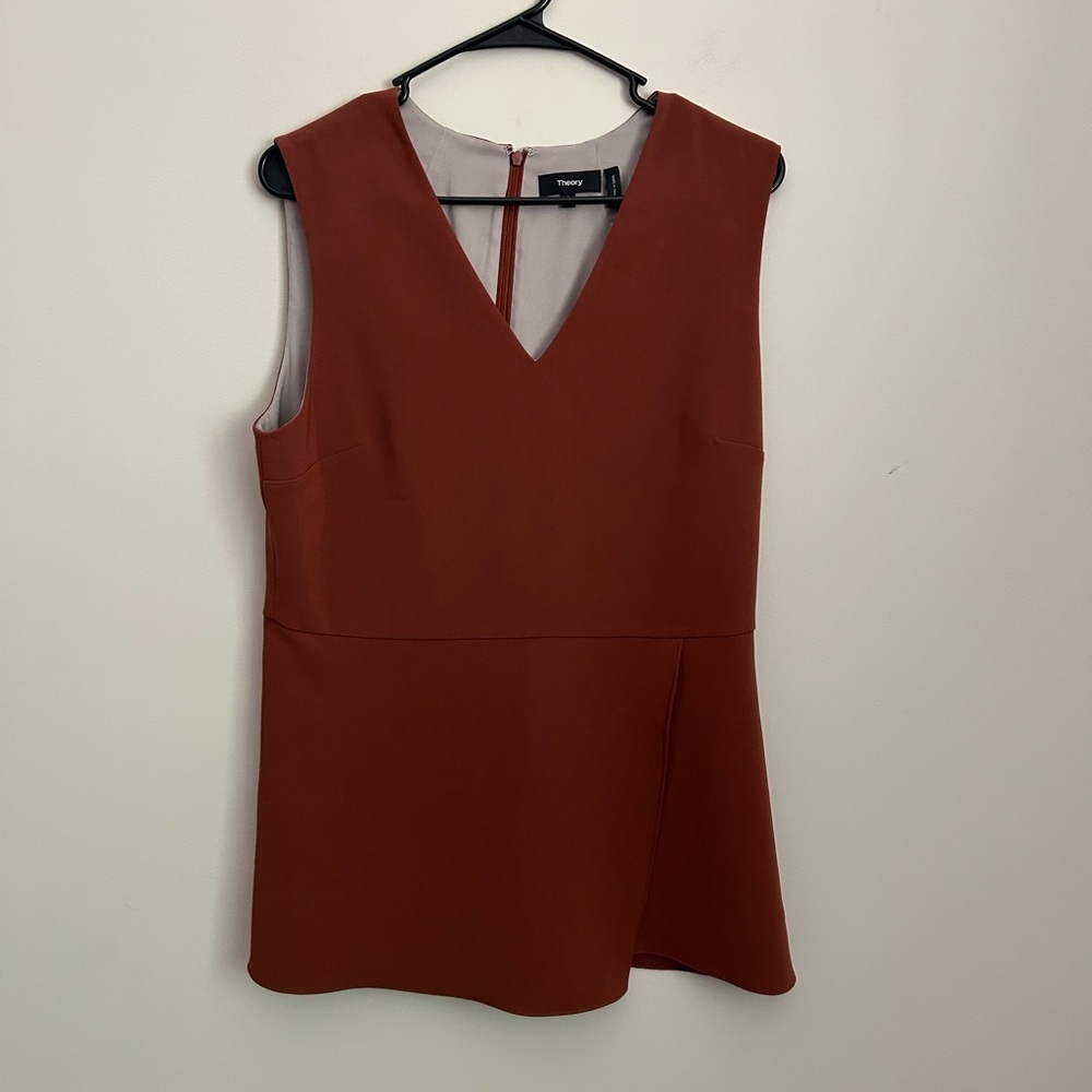 Theory Admiral Crepe Tank Top Burnt Orange Size Large